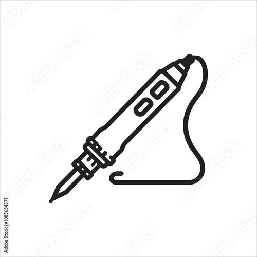 Soldering iron icon linear silhouette on white background
