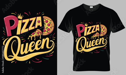 PIZZA QUEEN - Pizza typography vector T-shirt design. motivational and inscription quotes.
perfect for print item and bags, posters, cards. isolated on black background
