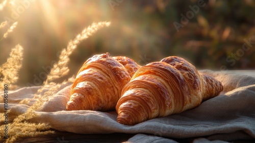 A croissant in a rustic style. photo