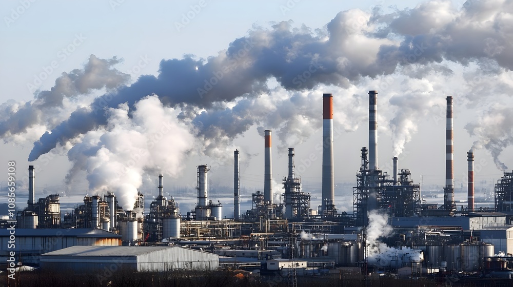 Industrial Pollution from a Large Factory with Smoke Emissions Industrial Pollution from a Large Factory with Smoke Emissions