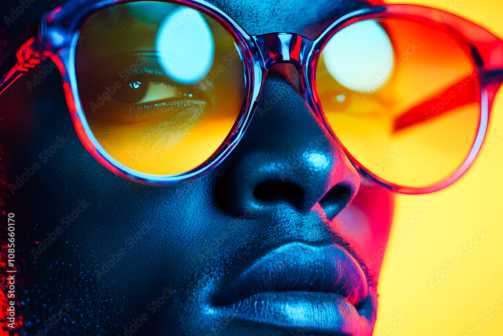 Visage d'homme noir en gros plan Visage d'homme noir en gros plan