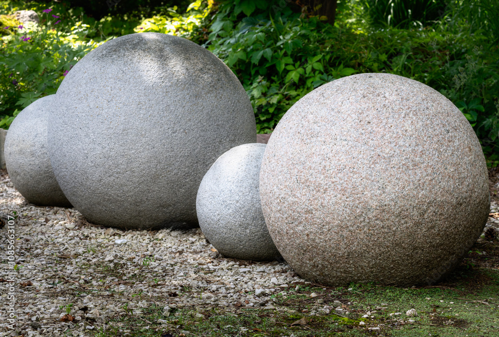 Stone balls in the garden
