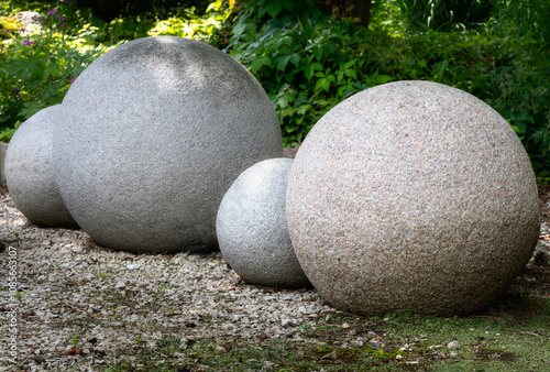 Stone balls in the garden