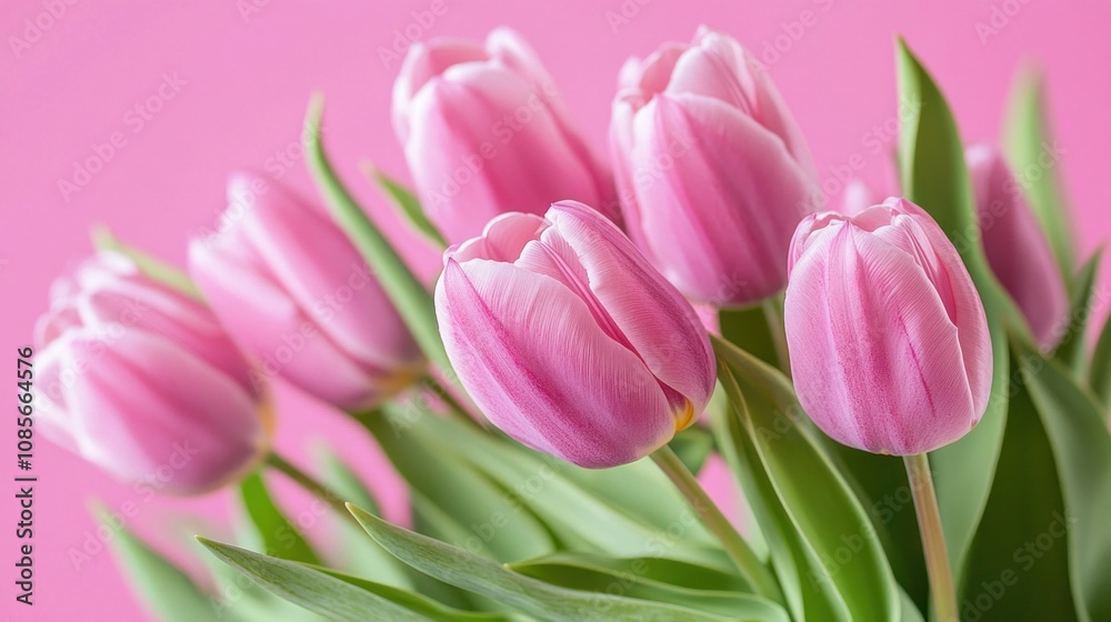 Pink tulip bouquet celebrating spring floral beauty. Pink tulip bouquet celebrating spring floral beauty.