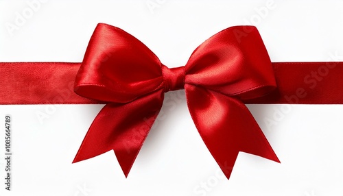 Red bow isolated on transparent or white background, png