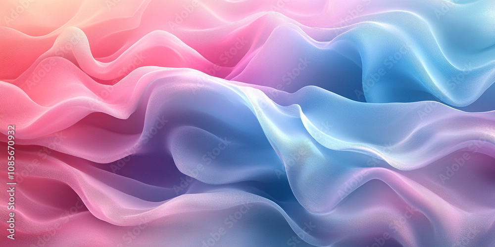 Obraz premium Abstract wavy shapes in pink and blue on a white background create a dynamic and fluid composition evoking energy, motion, and creativity with a modern, minimalist aesthetic
