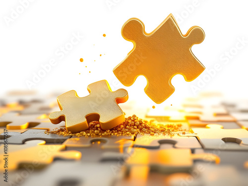 An image of a puzzle piece falling into place, symbolizing the final piece of a project or plan. Use warm, yellow lighting to suggest a sense of achievement and success.