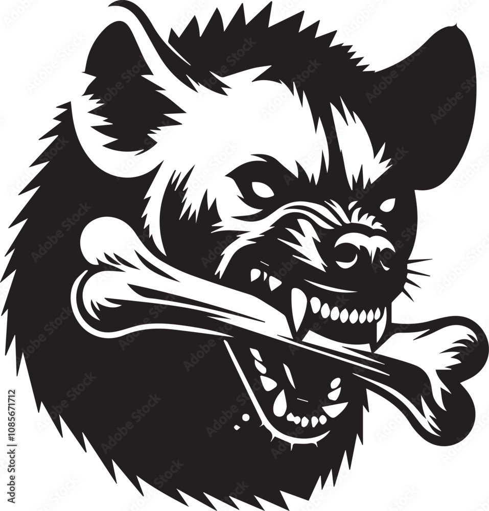 custom made wallpaper toronto digitalA hyena snarling with a bone in its mouth vector silhouette design