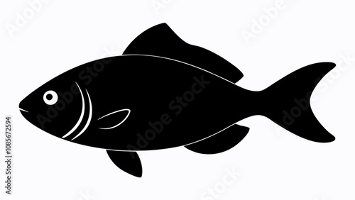 Tilapia fish vector silhouette black illustration on white background