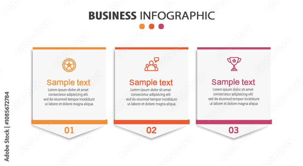 Fototapeta premium Business infographic template with 3 options or steps 