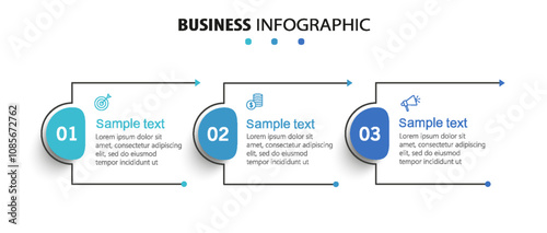 Business infographic template with 3 options or steps	
