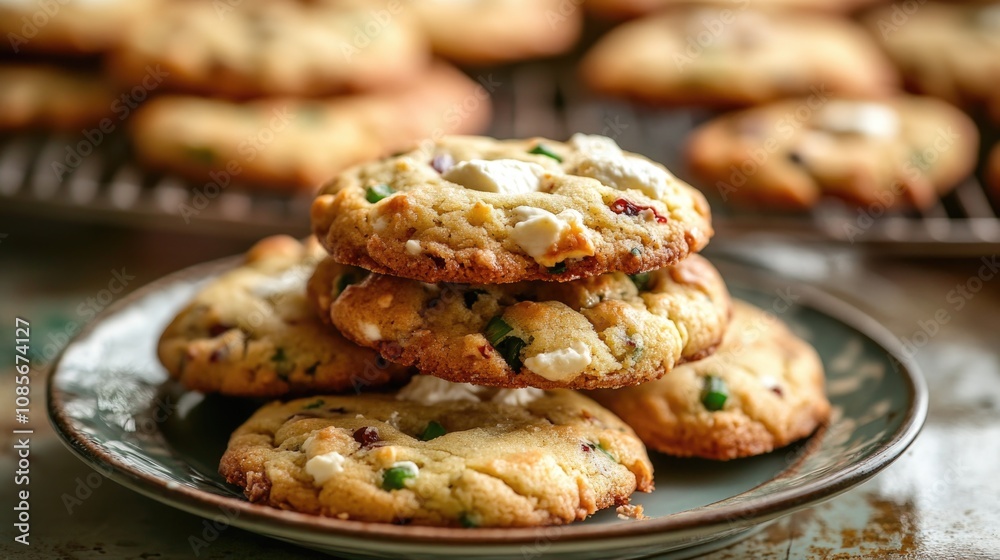 Festive cookies stacked on a plate. Festive cookies stacked on a plate.