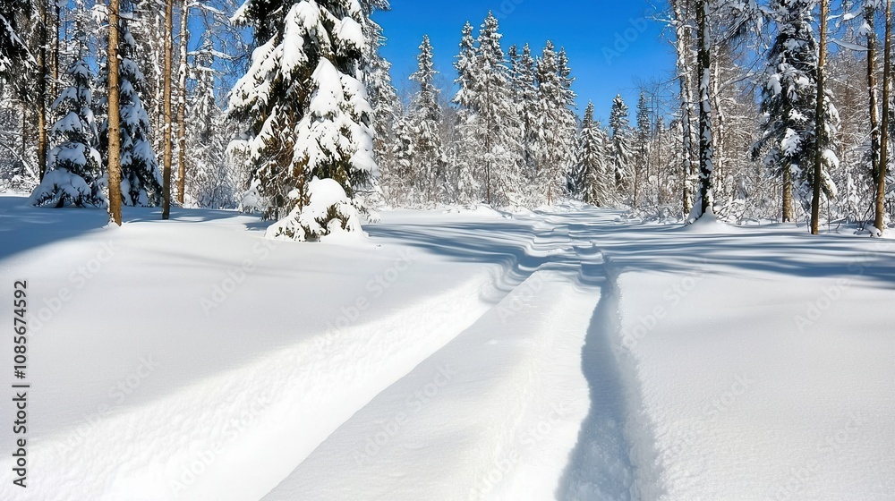 Serene winter walk along snowy forest path idyllic landscape photography Serene winter walk along snowy forest path idyllic landscape photography