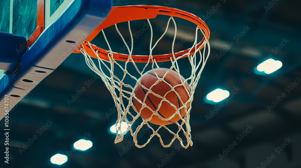 The basketball ball hit the basketball hoop The basketball ball hit the basketball hoop