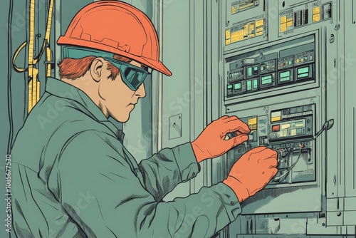 illustration worker check lockout tag