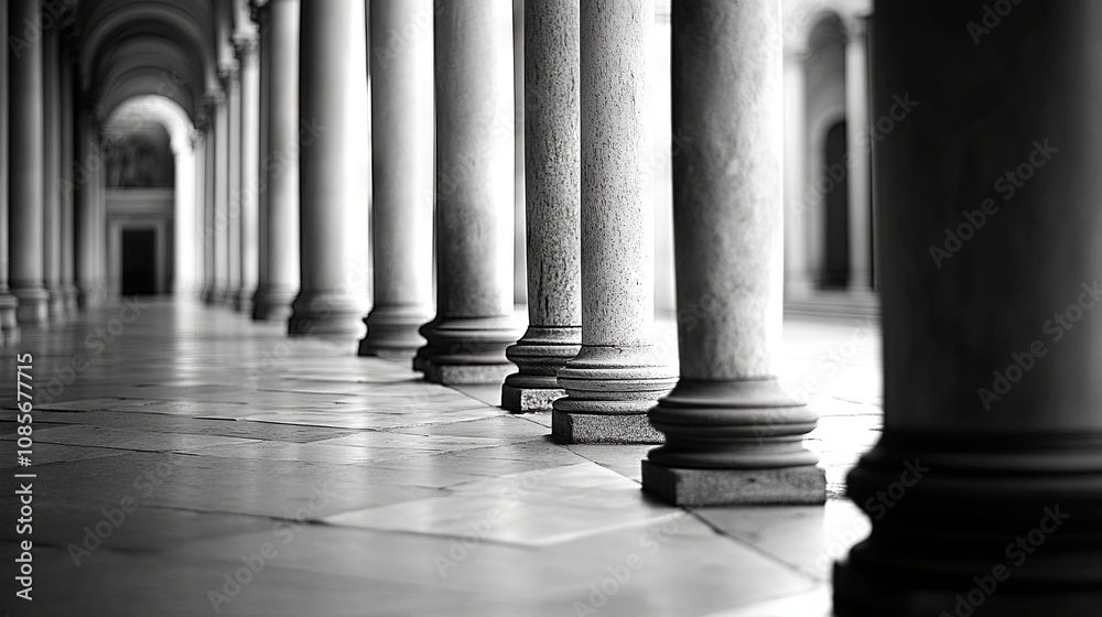 Elegant classical columns in architectural design of buildings and structures Elegant classical columns in architectural design of buildings and structures