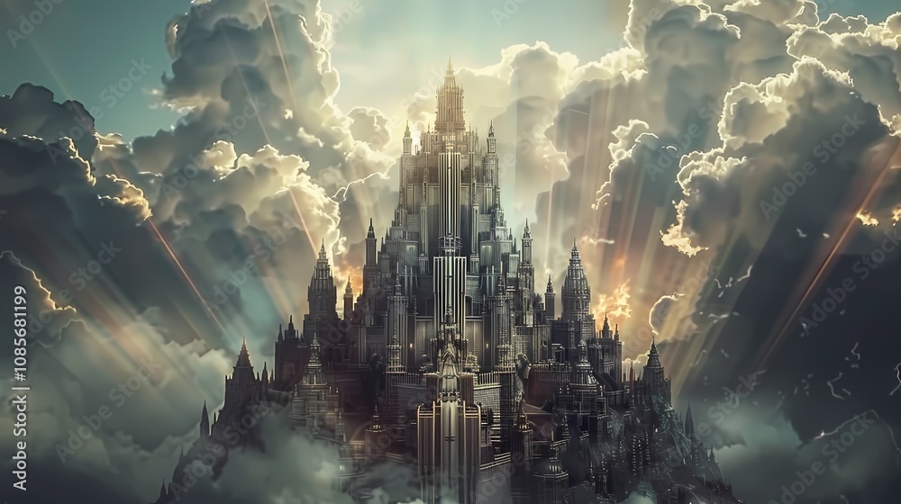 Digital technology Cyberpunk Future castle illustration poster background Digital technology Cyberpunk Future castle illustration poster background
