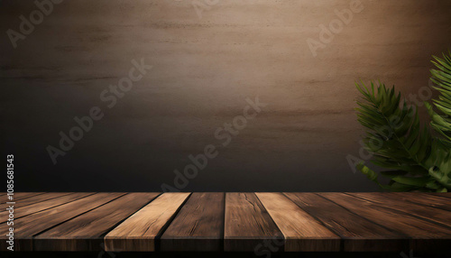 Wooden planks arranged in a rustic pattern against a dark background create a cozy atmosphere for interior decor photo