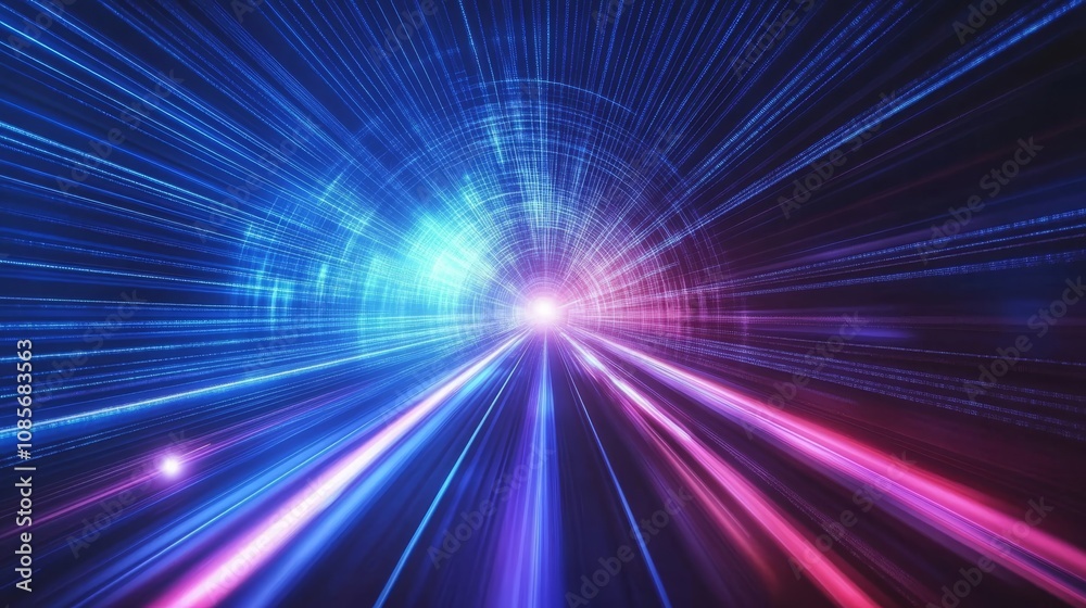 Obraz premium Abstract digital background representing the fast paced growth of the ai industry with motion blur