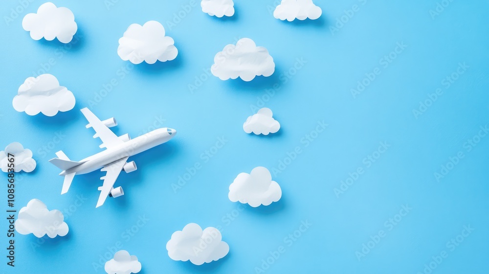 Paper Airplane Soaring Through a Paper Sky Paper Airplane Soaring Through a Paper Sky