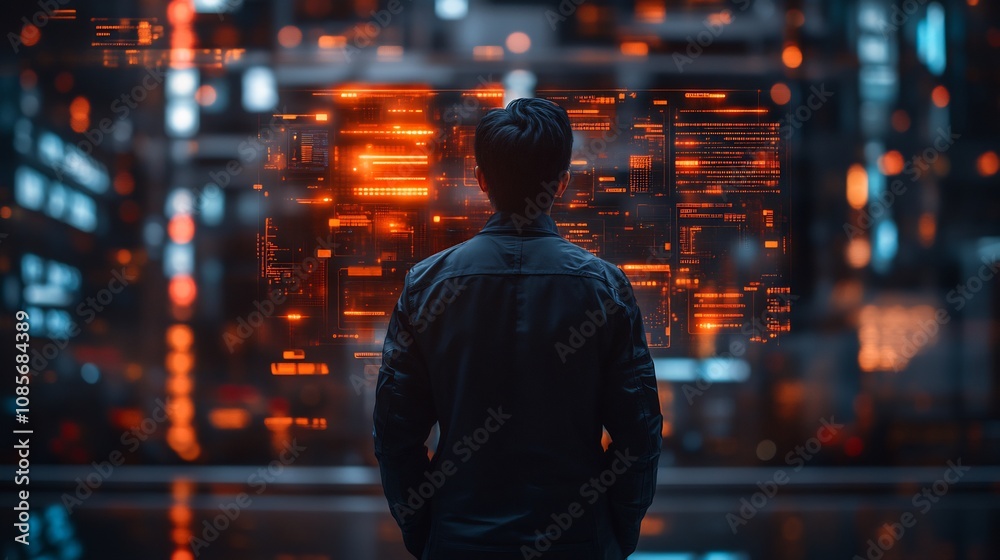 Cybersecurity Specialist Holographic interface glowing locks data shields and encryption visuals ensuring robust online defenses