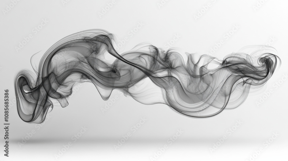 Abstract black smoke wave design with flowing lines and curves, creating sense of movement and elegance. Perfect for backgrounds or artistic projects