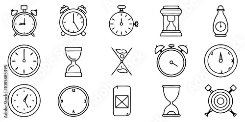 Time and Measurement Icons: Clocks, Timers, and More