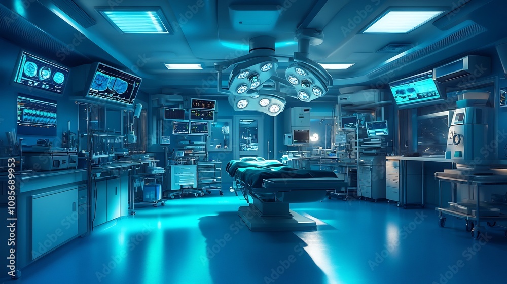 Cutting Edge Neurosurgical Operating Theatre with Advanced Medical Equipment and Robotic Systems Cutting Edge Neurosurgical Operating Theatre with Advanced Medical Equipment and Robotic Systems