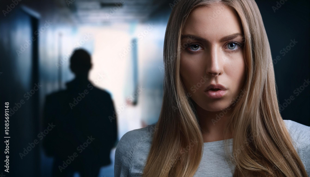 Obraz premium Junge Frau wird verfolgt