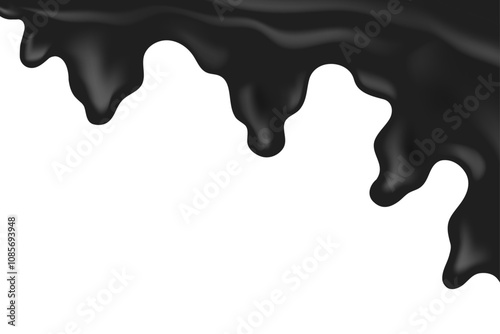 Black Liquid Isolated On White Background With Copy Space. Abstract Business Wallpaper. Vector Illustration