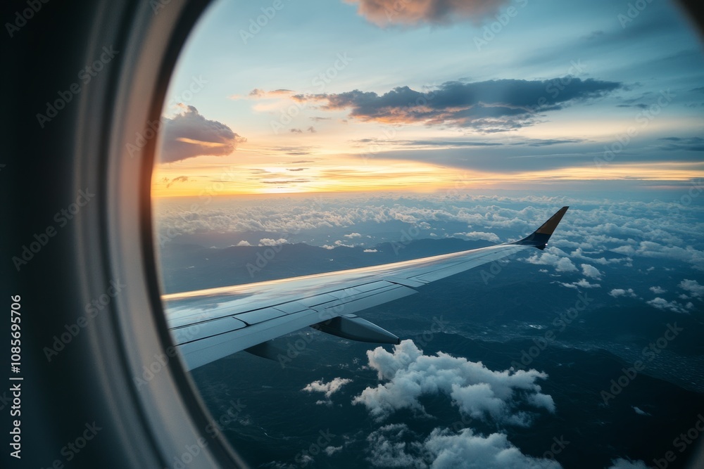 Obraz premium Capturing the essence of air travel to exotic destinations through stunning photography