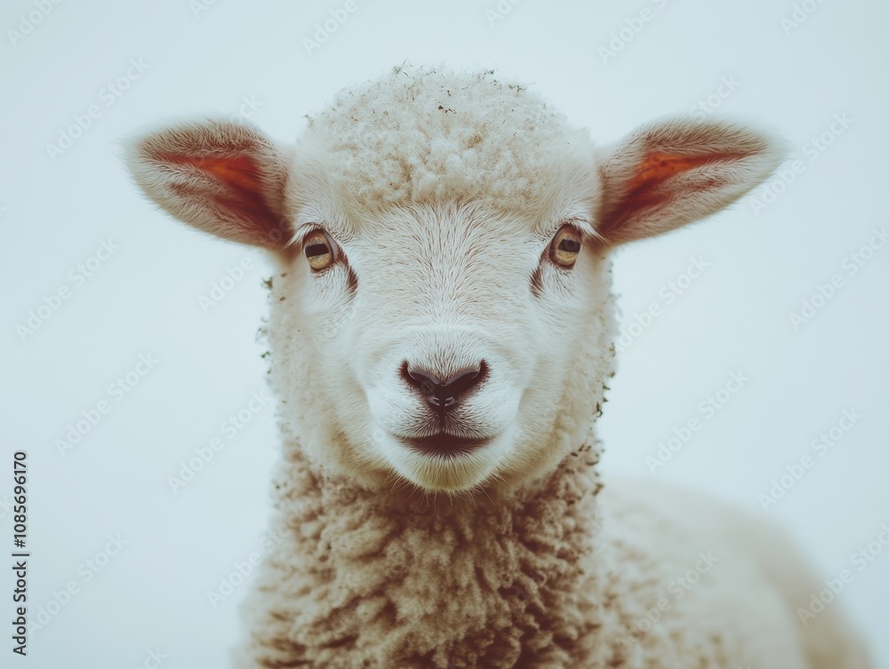 Portrait of a lamb looking at the camera on white background Portrait of a lamb looking at the camera on white background