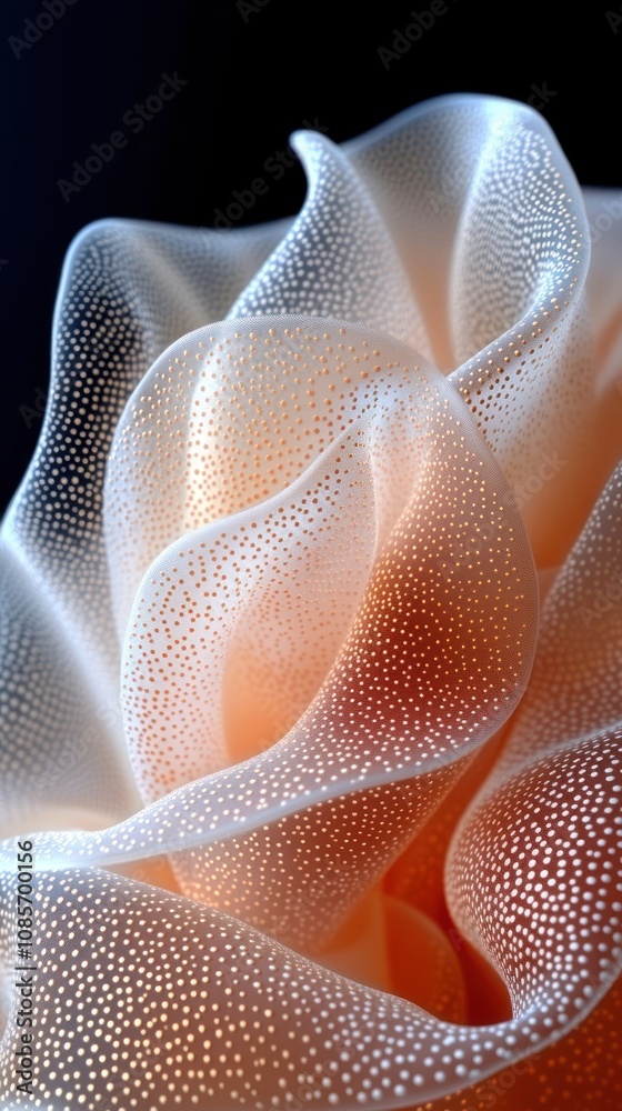A delicate, translucent rose-like structure with intricate patterns. A delicate, translucent rose-like structure with intricate patterns.