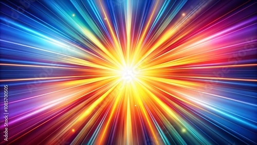 Radiant Burst of Light, Digital Art, Abstract, Light Streaks, Color Gradient, Energy, Power