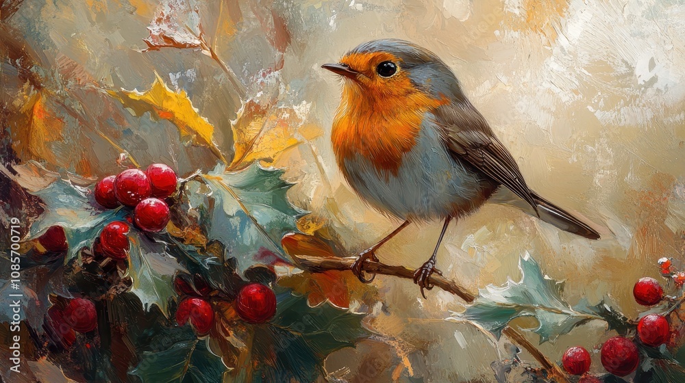 Robin animal holly bird Robin animal holly bird