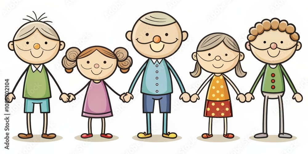 Happy Family Stick Figure Illustration, Cartoon, Family Portrait, Family, Stick Figure, Illustration, Character Happy Family Stick Figure Illustration, Cartoon, Family Portrait, Family, Stick Figure, Illustration, Character