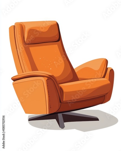 Modern recliner illustration featuring plush upholstery and an ergonomic design on a white background, perfect for furniture concepts.