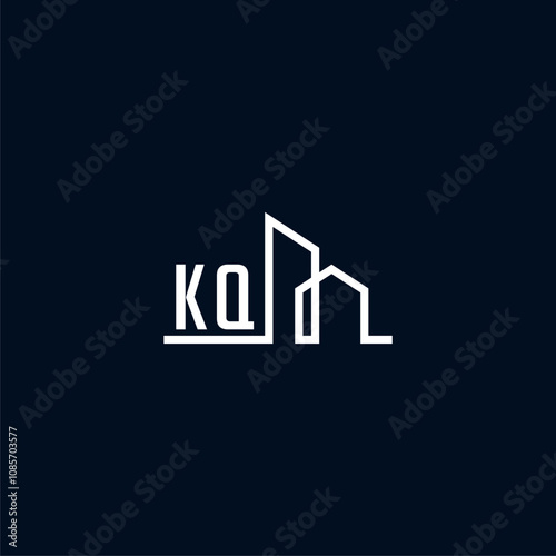 KQ initials a sleek and modern logo showcases abstract architectural shapes, emphasizing creativity and innovation in building design against a dark background