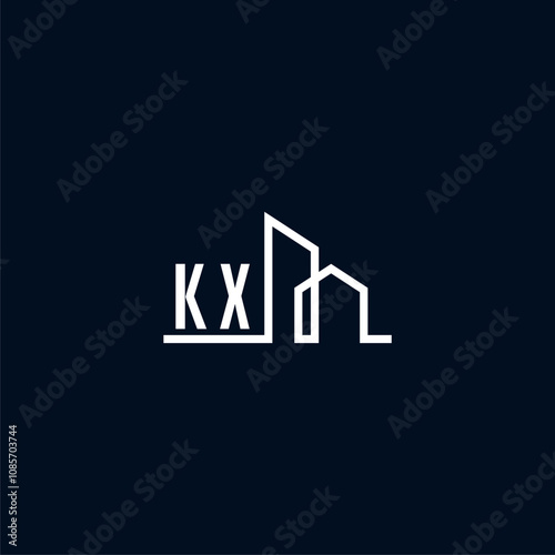 KX initials a sleek and modern logo showcases abstract architectural shapes, emphasizing creativity and innovation in building design against a dark background