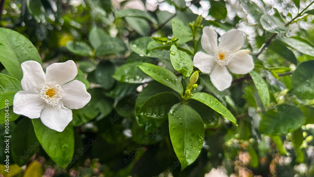 White flowers on the garden
