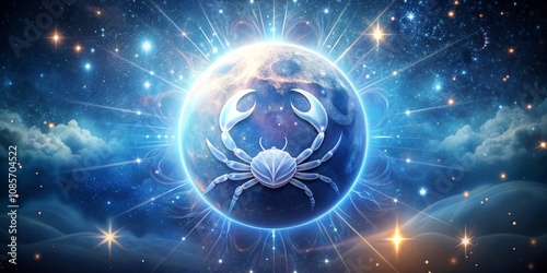 Cosmic Cancer Zodiac Sign in a Starry Night, Earth, Astrological, Horoscope, Constellation