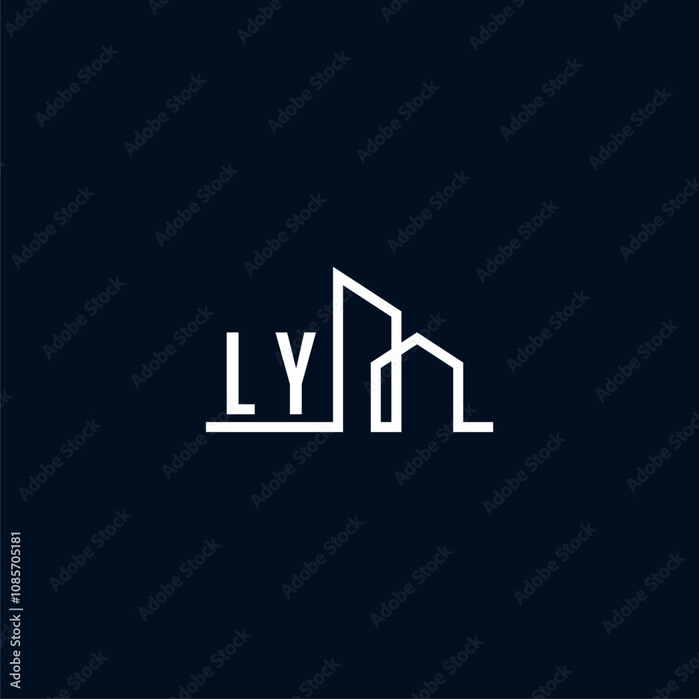 LY initials a sleek and modern logo showcases abstract architectural shapes, emphasizing creativity and innovation in building design against a dark background LY initials a sleek and modern logo showcases abstract architectural shapes, emphasizing creativity and innovation in building design against a dark background