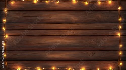 Warm Wooden Background with Twinkling Fairy Lights Creating a Cozy Ambiance for Festive Decor and Holiday Themed Projects in a Soft Glow