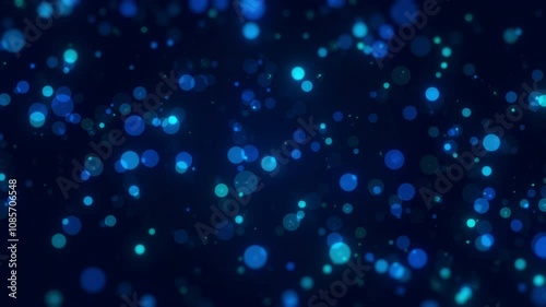 Blue Glowing Bokeh Lights Seamless Motion In Dark Background