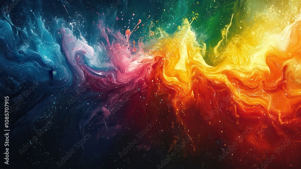 Rainbow liquid splash abstract art expression. Rainbow liquid splash abstract art expression.