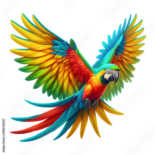 Wallpaper Mural a flying colorful macaw with vibrant feathers isolated on white background
 Torontodigital.ca