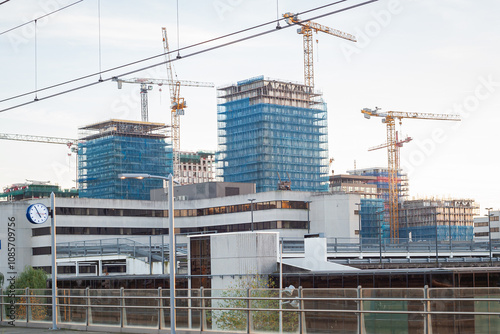 Photography Construction of new apartment buildings near the Arena in southeast district of Amsterdam, The Netherlands