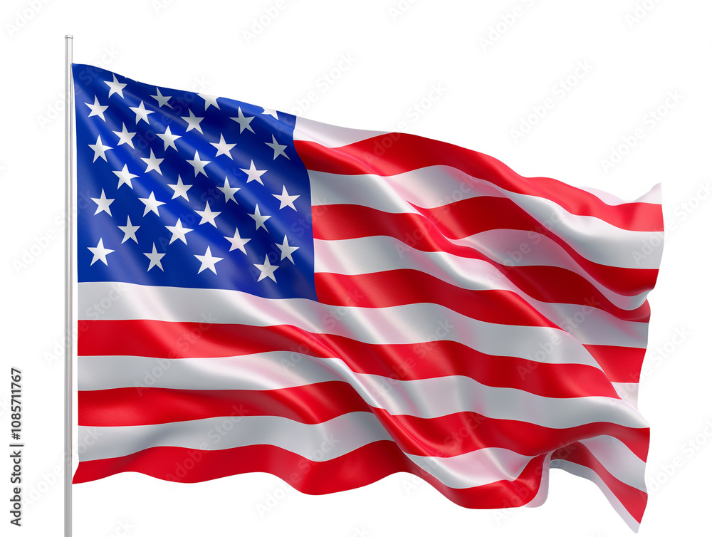 American flag isolated on white with clipping path American flag isolated on white with clipping path