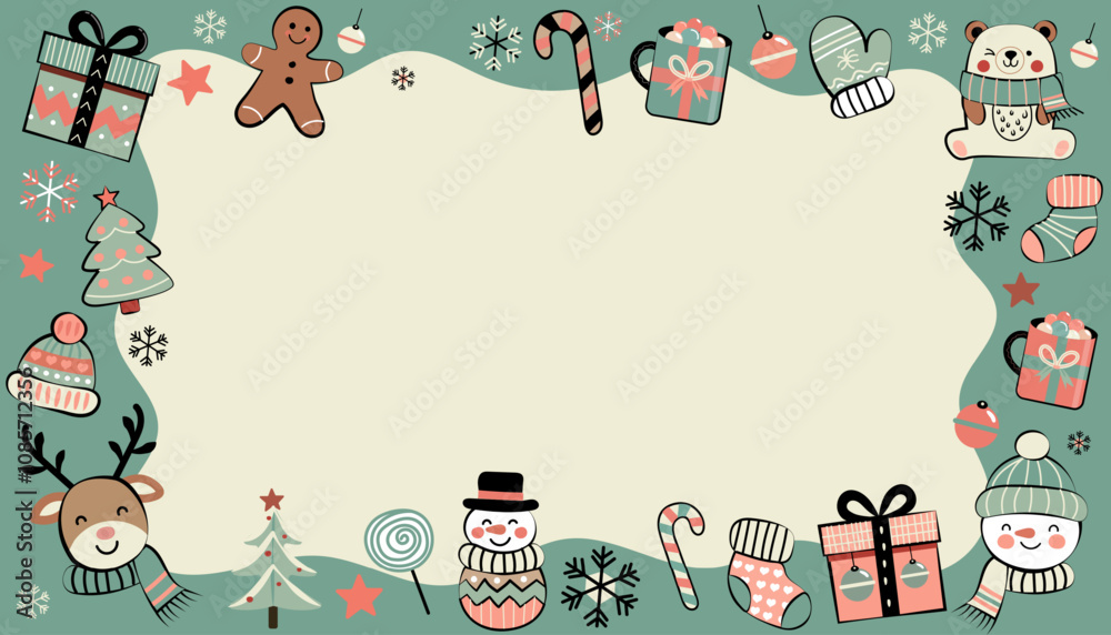 Fototapeta premium icons merry Christmas 2024111167 , card , folder, letter card, doodle, 