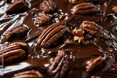 Decadent Chocolate Treats Garnished with Crunchy Pecans photo